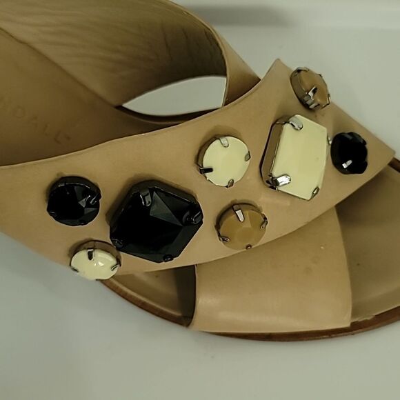 Loeffler Randall Women's Tan Etta Jeweled Block Heel Sandals - Picture 5 of 8